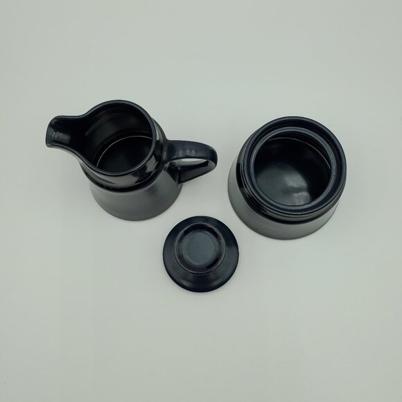 Noritake Primastone Cobalt Navy Blue Creamer Sugar Bowl Spinnaker Creamer Set - Picture 3 of 7